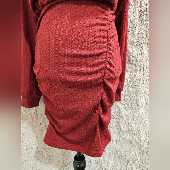 CUPSHE Women's Knit Red Wine Dress - Picture 9 of 16